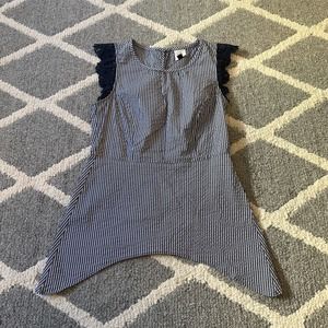 CAbi Womens Blouse Striped Lace Flutter‎ Sleeve Tank Top Size X-Small Style 5727